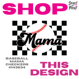 3/4 Sleeve Baseball Tee - White / Black (Baseball Mama Checkers #143834)