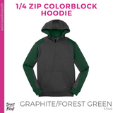 1/4 Zip Hoodie - Graphite/Forest Green (Cedarwood Staff)