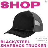 Snapback Trucker Cap- Black/Steel