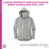 Ladies Perfect Weight Fleece Full-Zip Hoodie - Heathered Steel (Mission Vista Academy Heart #143682)