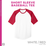 Short Sleeve Baseball Tee - White / Red (Garfield Bubble #143380)