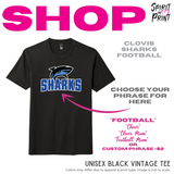 Vintage Unisex Tee - Black (Clovis Sharks)