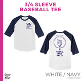 3/4 Sleeve Baseball Tee - White / Navy (CPA NHS #143829)