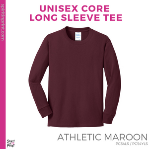 Basic Core Long Sleeve - Athletic Maroon (Young Stripes #143772)