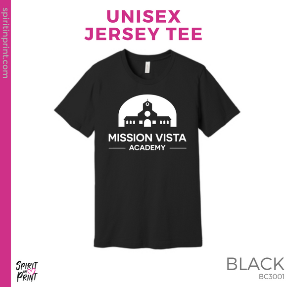 Unisex Jersey Tee- Black (Mission Vista Academy Logo)