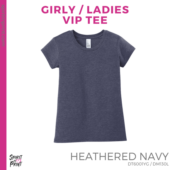 Girly VIP Tee - Heathered Navy (TL Reed Double Heart #143778)