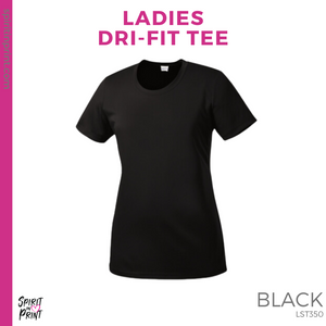 Ladies Dri-Fit Tee - Black (Trojans Cheer Bows #143955)