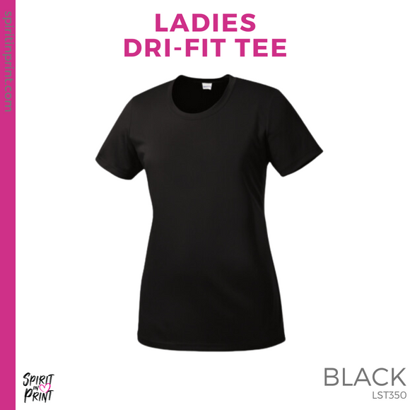 Ladies Dri-Fit Tee - Black (Trojans Cheer Bows #143955)