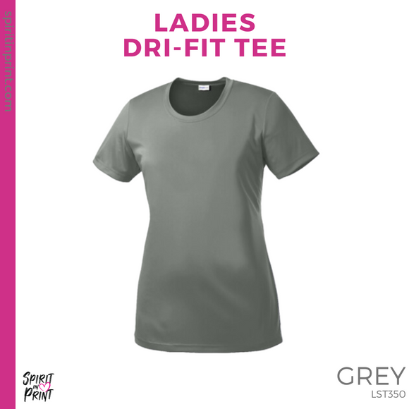Ladies Dri-Fit Tee - Grey (Trojans Cheer Bows #143955)
