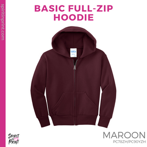Full-Zip Hoodie - Maroon (Young Stripes #143772)