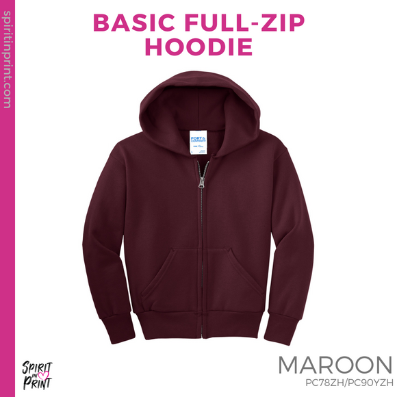 Full-Zip Hoodie - Maroon (Young Stripes #143772)