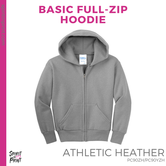 Full-Zip Hoodie - Athletic Heather (Cole Bulldog Face #143805)