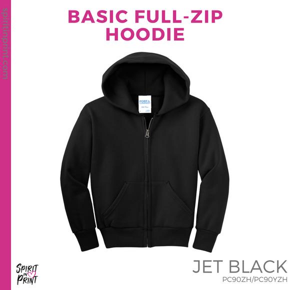 Full-Zip Hoodie - Black (Cole Bulldog Face #143805)