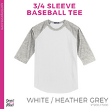 3/4 Sleeve Baseball Tee - White / Heather Grey (Valley Oak Star #143960)