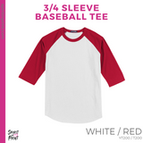 3/4 Sleeve Baseball Tee - White / Red