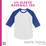 3/4 Sleeve Baseball Tee - White / Royal