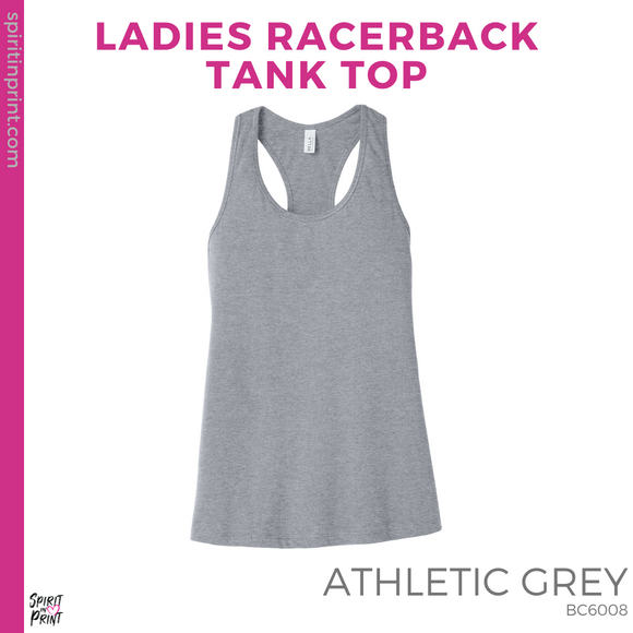 Ladies Racerback Tank - Grey (Trojans Cheer Bows #143955)