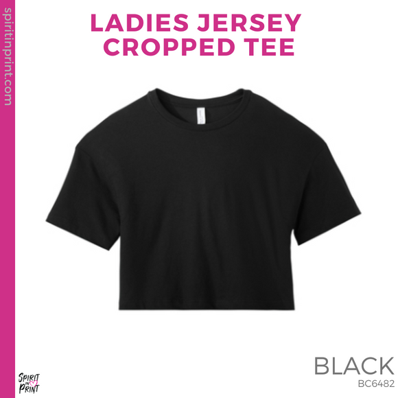 Ladies Jersey Cropped Tee - Black (Trojans Cheer Bows #143955)