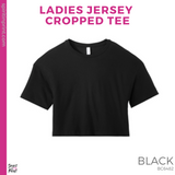 Ladies Jersey Cropped Tee - Black (Trojans Cheer Bows #143955)