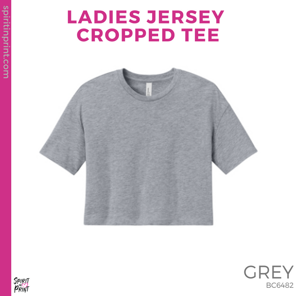 Ladies Jersey Cropped Tee - Grey (Trojans Cheer Bows #143955)