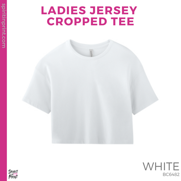 Ladies Jersey Cropped Tee - White (Trojans Cheer Bows #143955)