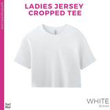 Ladies Jersey Cropped Tee - White (Trojans Cheer Bows #143955)