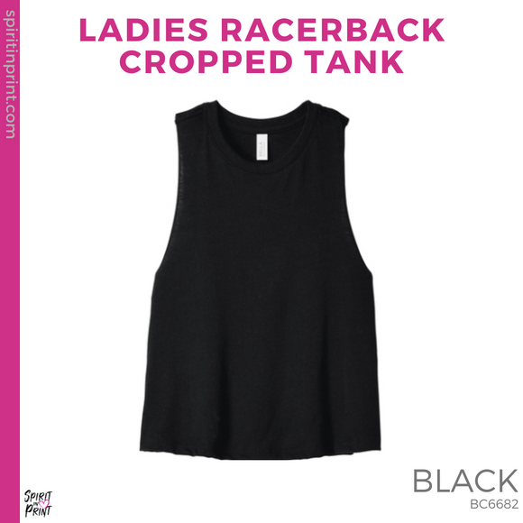 Ladies Racerback Cropped Tank - Black (Trojans Cheer Bows #143955)