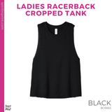 Ladies Racerback Cropped Tank - Black (Trojans Cheer Bows #143955)