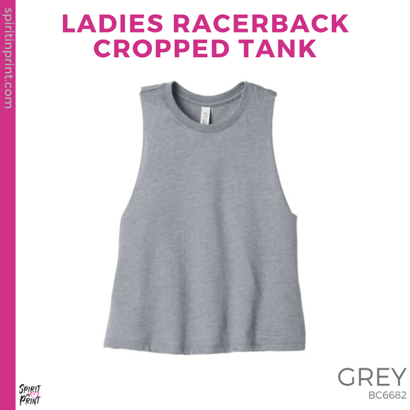 Ladies Racerback Cropped Tank - Grey (Trojans Cheer Bows #143955)