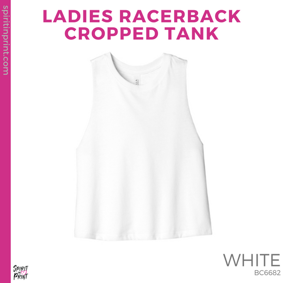 Ladies Racerback Cropped Tank - White (Trojans Cheer Bows #143955)