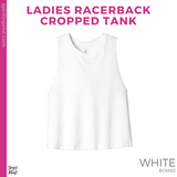 Ladies Racerback Cropped Tank - White (Trojans Cheer Bows #143955)