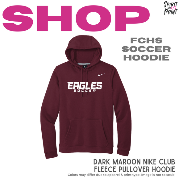 Nike Club Fleece Pullover Hoodie- Dark Maroon (FCHS Soccer Badge #143328)