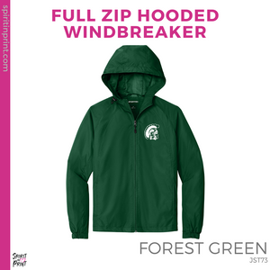 Full Zip Windbreaker - Forest Green (Trojan Head #143934)