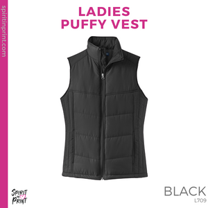 Ladies Puffy Vest - Black (Cedarwood Staff)