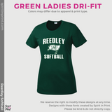 Ladies Dri-Fit Tees - Dark Green, Grey or Black (Reedley Softball)