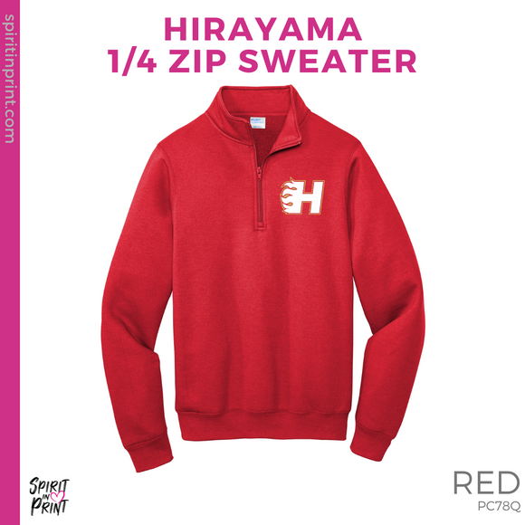 1/4 Zip Sweatshirt - Red (Hirayama Mascot #143894)