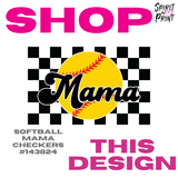 3/4 Sleeve Baseball Tee - White / Black (Softball Mama Checkers #143824)