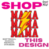 3/4 Sleeve Baseball Tee - White / Black (Softball Mama Repeat #143825)