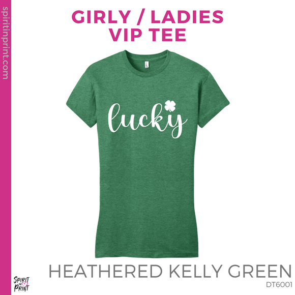 Ladies VIP Tee - Heathered Kelly Green (Lucky Script)