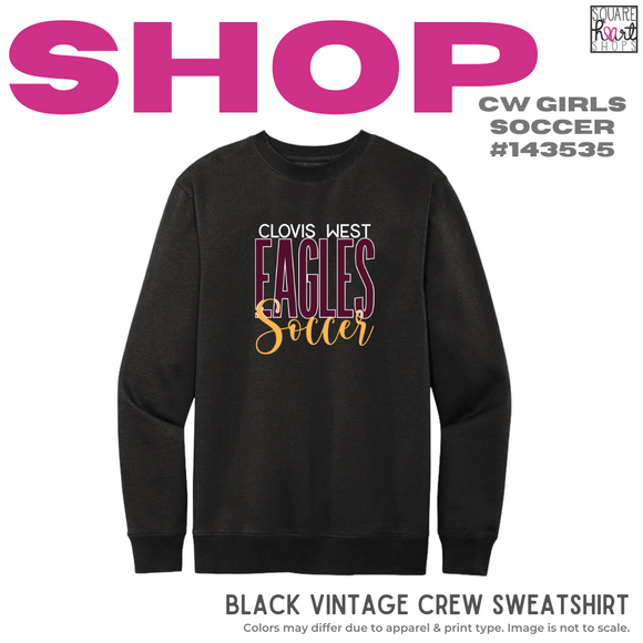 Vintage Crew Sweatshirt - Black (CW Soccer #143535)