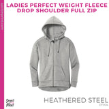 Ladies Perfect Weight Fleece Full-Zip Hoodie - Heathered Steel (Mission Vista Academy Logo #143700)