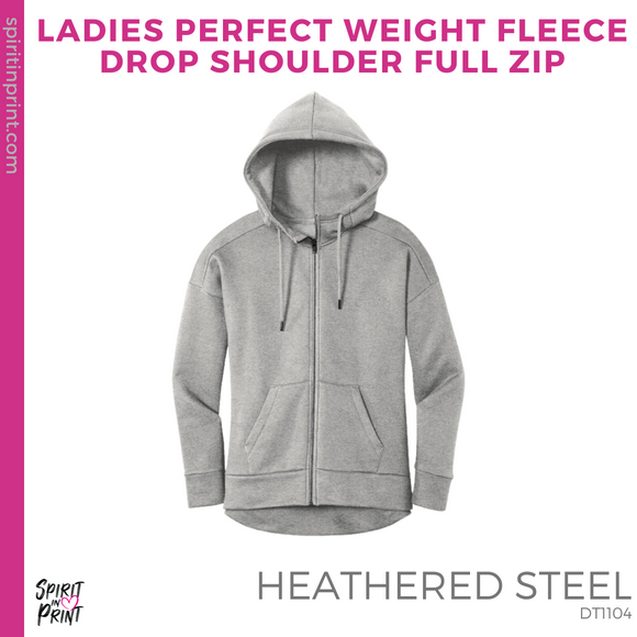 Ladies Perfect Weight Fleece Full-Zip Hoodie - Heathered Steel