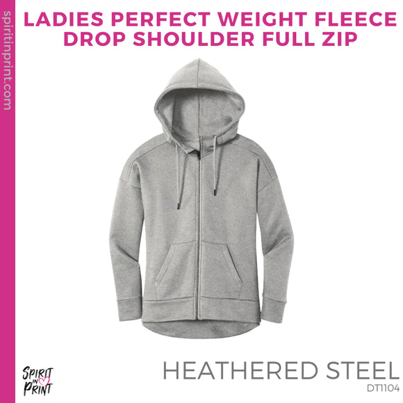 Ladies Perfect Weight Fleece Full-Zip Hoodie - Heathered Steel (Mission Vista Academy Heart #143682)
