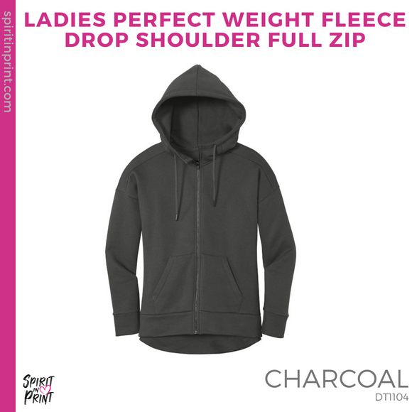 Ladies Perfect Weight Fleece Full-Zip Hoodie - Charcoal