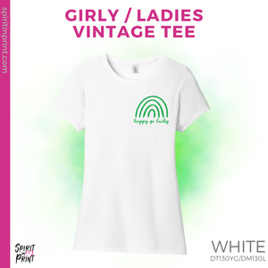 Ladies Vintage Tee - White (Happy Go Lucky)