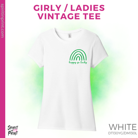 Ladies Vintage Tee - White (Happy Go Lucky)