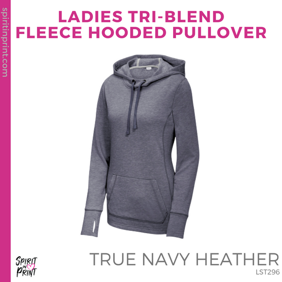 Ladies Tri-Blend Fleece Hooded Pullover- True Navy Heather (CPA Rectangle #143660)