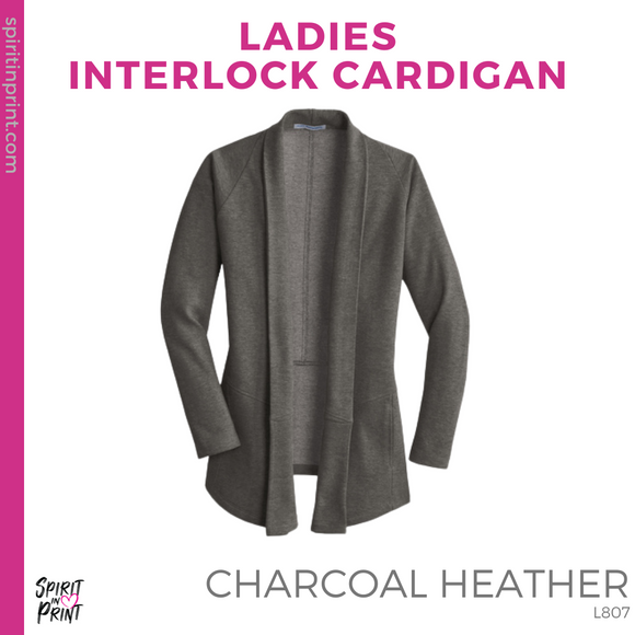 Ladies Interlock Cardigan- Charcoal Heather (CPA Block #143659)