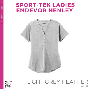 Ladies Endeavor Henley Tee- Light Grey Heather (MVA Academy Logo #143700)