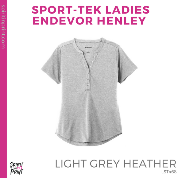 Ladies Endeavor Henley Tee- Light Grey Heather (MVA Heart #143682)
